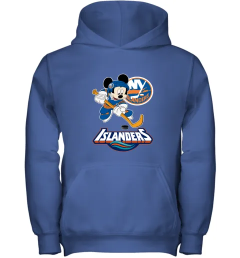 NHL Hockey Mickey Mouse Team New York Islanders Youth Hoodie NHL Hockey Mickey Mouse Team New York Islanders Youth Hoodie