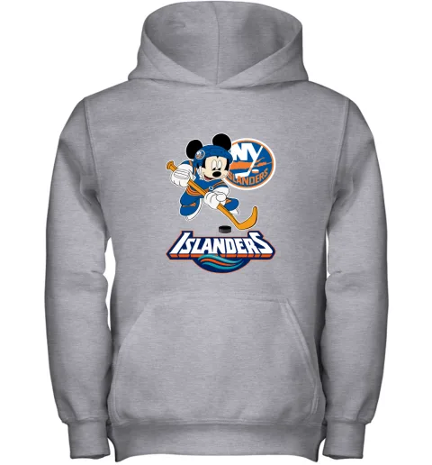 NHL Hockey Mickey Mouse Team New York Islanders Youth Hoodie NHL Hockey Mickey Mouse Team New York Islanders Youth Hoodie