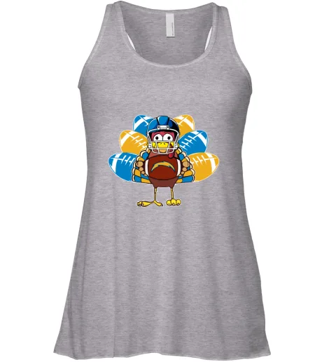 Los Angeles Chargers Turkey Football Thanksgiving Racerback Tank Los Angeles Chargers Turkey Football Thanksgiving Racerback Tank