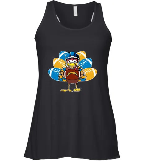 Los Angeles Chargers Turkey Football Thanksgiving Racerback Tank Los Angeles Chargers Turkey Football Thanksgiving Racerback Tank