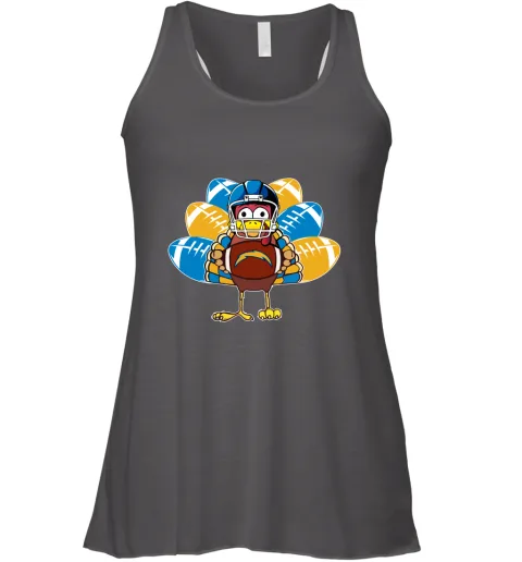 Los Angeles Chargers Turkey Football Thanksgiving Racerback Tank Los Angeles Chargers Turkey Football Thanksgiving Racerback Tank