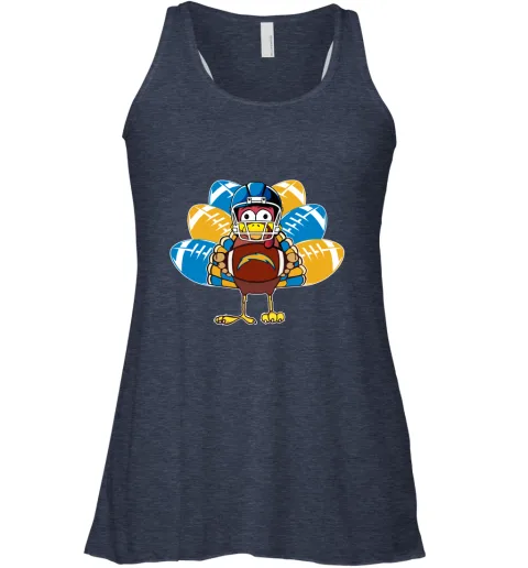 Los Angeles Chargers Turkey Football Thanksgiving Racerback Tank Los Angeles Chargers Turkey Football Thanksgiving Racerback Tank