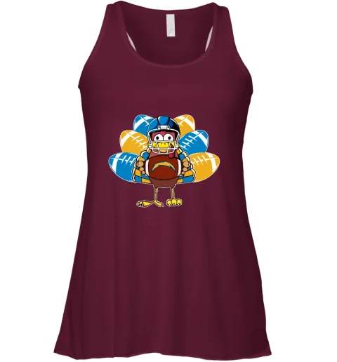 Los Angeles Chargers Turkey Football Thanksgiving Racerback Tank Los Angeles Chargers Turkey Football Thanksgiving Racerback Tank