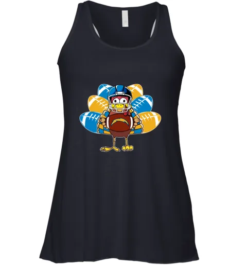 Los Angeles Chargers Turkey Football Thanksgiving Racerback Tank Los Angeles Chargers Turkey Football Thanksgiving Racerback Tank