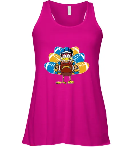 Los Angeles Chargers Turkey Football Thanksgiving Racerback Tank Los Angeles Chargers Turkey Football Thanksgiving Racerback Tank