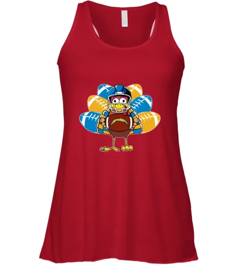 Los Angeles Chargers Turkey Football Thanksgiving Racerback Tank Los Angeles Chargers Turkey Football Thanksgiving Racerback Tank