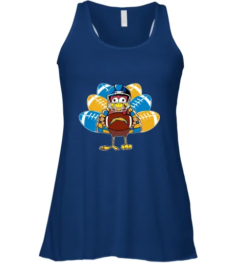 Los Angeles Chargers Turkey Football Thanksgiving Racerback Tank Los Angeles Chargers Turkey Football Thanksgiving Racerback Tank