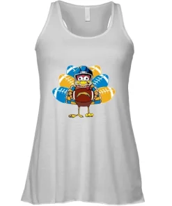 Los Angeles Chargers Turkey Football Thanksgiving Racerback Tank 3 Los Angeles Chargers Turkey Football Thanksgiving Racerback Tank