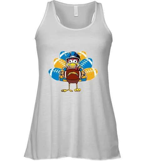 Los Angeles Chargers Turkey Football Thanksgiving Racerback Tank Los Angeles Chargers Turkey Football Thanksgiving Racerback Tank