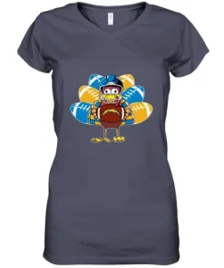 Los Angeles Chargers Turkey Football Thanksgiving Women's V-Neck T-Shirt 10 Los Angeles Chargers Turkey Football Thanksgiving Women's V-Neck T-Shirt