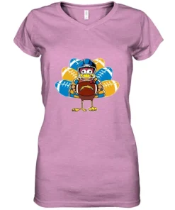 Los Angeles Chargers Turkey Football Thanksgiving Women's V-Neck T-Shirt 11 Los Angeles Chargers Turkey Football Thanksgiving Women's V-Neck T-Shirt