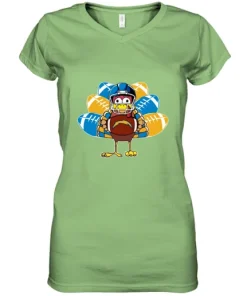 Los Angeles Chargers Turkey Football Thanksgiving Women's V-Neck T-Shirt 8 Los Angeles Chargers Turkey Football Thanksgiving Women's V-Neck T-Shirt