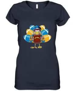 Los Angeles Chargers Turkey Football Thanksgiving Women's V-Neck T-Shirt 4 Los Angeles Chargers Turkey Football Thanksgiving Women's V-Neck T-Shirt