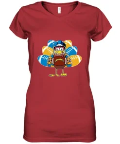 Los Angeles Chargers Turkey Football Thanksgiving Women's V-Neck T-Shirt 9 Los Angeles Chargers Turkey Football Thanksgiving Women's V-Neck T-Shirt