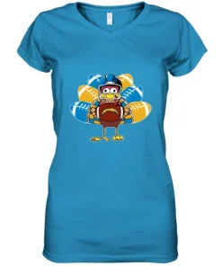 Los Angeles Chargers Turkey Football Thanksgiving Women's V-Neck T-Shirt 6 Los Angeles Chargers Turkey Football Thanksgiving Women's V-Neck T-Shirt