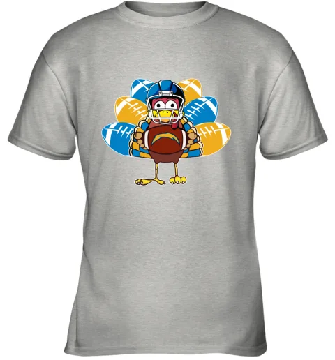 Los Angeles Chargers Turkey Football Thanksgiving Youth T-Shirt Los Angeles Chargers Turkey Football Thanksgiving Youth T-Shirt