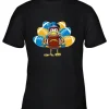 Los Angeles Chargers Turkey Football Thanksgiving Youth T-Shirt 2 Los Angeles Chargers Turkey Football Thanksgiving Youth T-Shirt