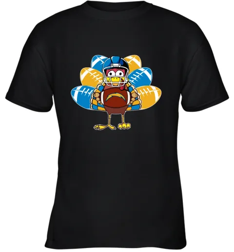 Los Angeles Chargers Turkey Football Thanksgiving Youth T-Shirt Los Angeles Chargers Turkey Football Thanksgiving Youth T-Shirt