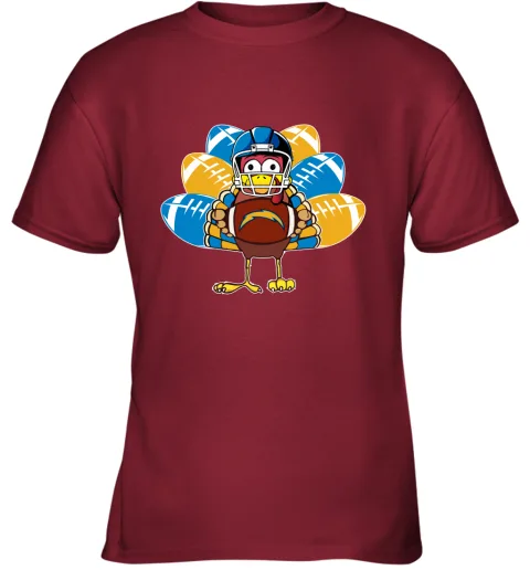 Los Angeles Chargers Turkey Football Thanksgiving Youth T-Shirt Los Angeles Chargers Turkey Football Thanksgiving Youth T-Shirt