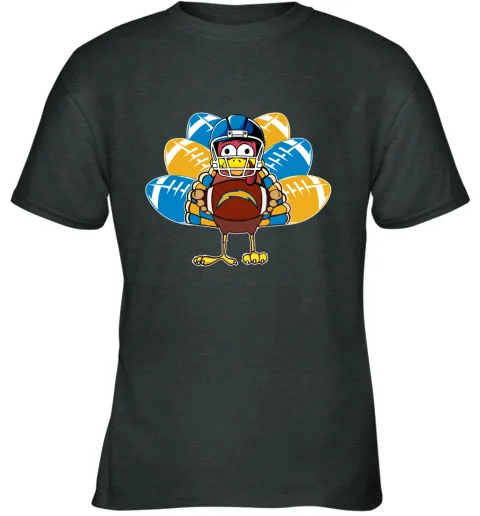 Los Angeles Chargers Turkey Football Thanksgiving Youth T-Shirt Los Angeles Chargers Turkey Football Thanksgiving Youth T-Shirt