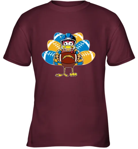 Los Angeles Chargers Turkey Football Thanksgiving Youth T-Shirt Los Angeles Chargers Turkey Football Thanksgiving Youth T-Shirt