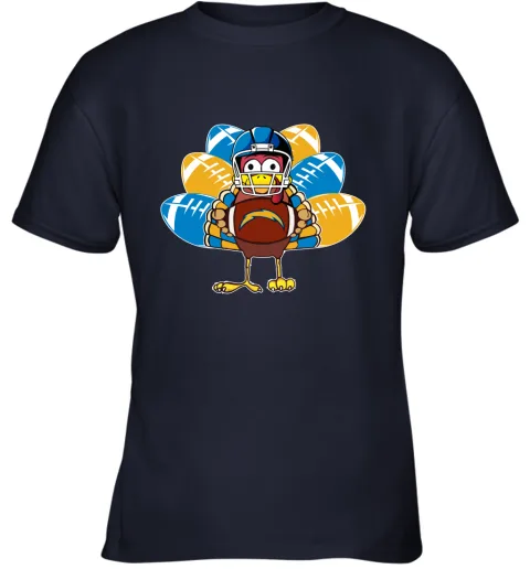 Los Angeles Chargers Turkey Football Thanksgiving Youth T-Shirt Los Angeles Chargers Turkey Football Thanksgiving Youth T-Shirt