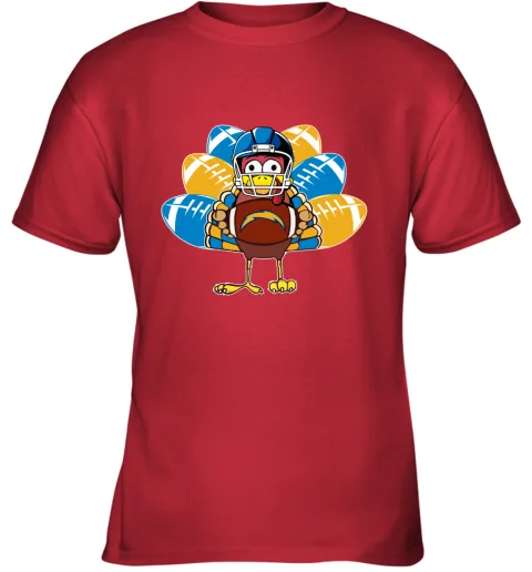 Los Angeles Chargers Turkey Football Thanksgiving Youth T-Shirt Los Angeles Chargers Turkey Football Thanksgiving Youth T-Shirt