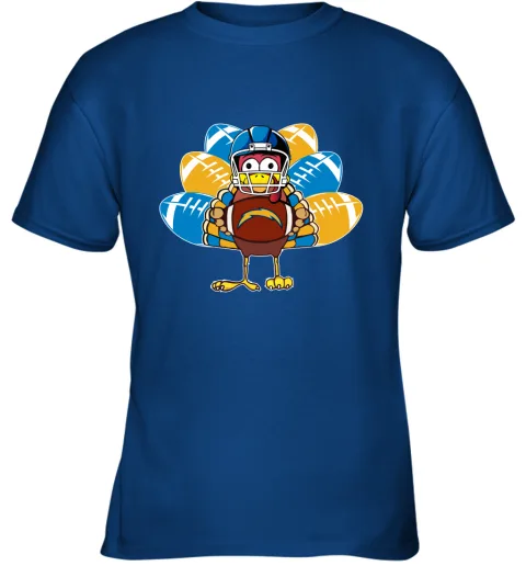 Los Angeles Chargers Turkey Football Thanksgiving Youth T-Shirt Los Angeles Chargers Turkey Football Thanksgiving Youth T-Shirt