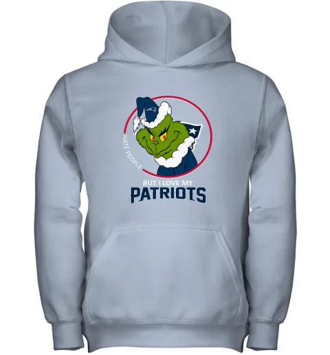 I Hate People But I Love My New England Patriots Grinch NFL Youth Hoodie I Hate People But I Love My New England Patriots Grinch NFL Youth Hoodie