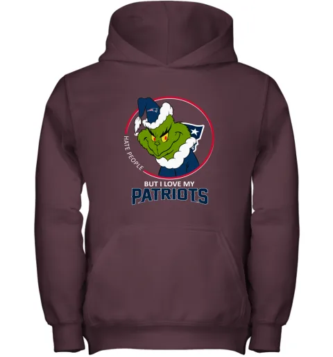 I Hate People But I Love My New England Patriots Grinch NFL Youth Hoodie I Hate People But I Love My New England Patriots Grinch NFL Youth Hoodie