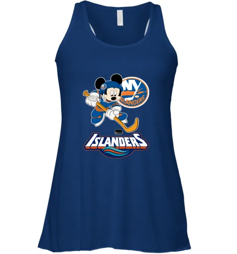 NHL Hockey Mickey Mouse Team New York Islanders Racerback Tank NHL Hockey Mickey Mouse Team New York Islanders Racerback Tank