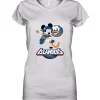 NHL Hockey Mickey Mouse Team New York Islanders Women's V-Neck T-Shirt 2 NHL Hockey Mickey Mouse Team New York Islanders Women's V-Neck T-Shirt