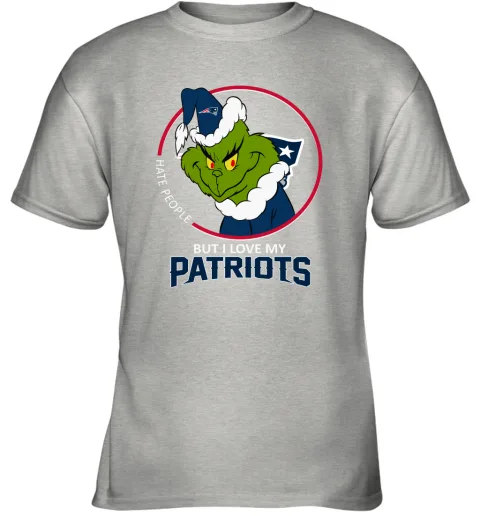I Hate People But I Love My New England Patriots Grinch NFL Youth T-Shirt I Hate People But I Love My New England Patriots Grinch NFL Youth T-Shirt