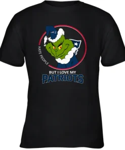 I Hate People But I Love My New England Patriots Grinch NFL Youth T-Shirt 4 I Hate People But I Love My New England Patriots Grinch NFL Youth T-Shirt