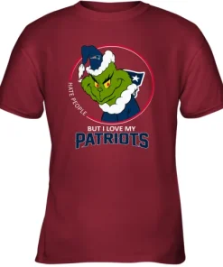 I Hate People But I Love My New England Patriots Grinch NFL Youth T-Shirt 12 I Hate People But I Love My New England Patriots Grinch NFL Youth T-Shirt