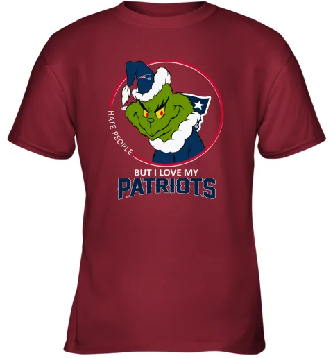 I Hate People But I Love My New England Patriots Grinch NFL Youth T-Shirt I Hate People But I Love My New England Patriots Grinch NFL Youth T-Shirt