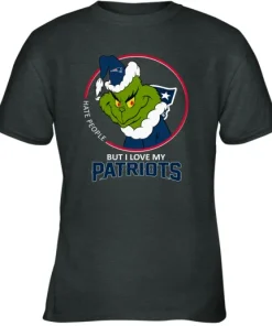 I Hate People But I Love My New England Patriots Grinch NFL Youth T-Shirt 8 I Hate People But I Love My New England Patriots Grinch NFL Youth T-Shirt