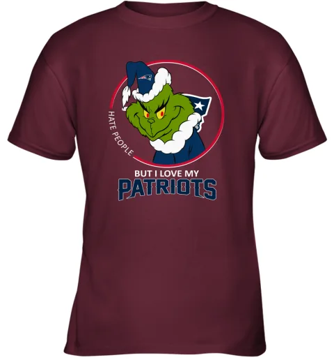 I Hate People But I Love My New England Patriots Grinch NFL Youth T-Shirt I Hate People But I Love My New England Patriots Grinch NFL Youth T-Shirt