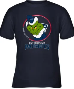 I Hate People But I Love My New England Patriots Grinch NFL Youth T-Shirt 5 I Hate People But I Love My New England Patriots Grinch NFL Youth T-Shirt