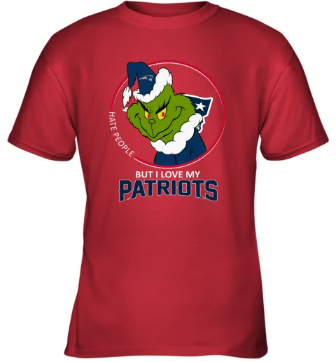 I Hate People But I Love My New England Patriots Grinch NFL Youth T-Shirt I Hate People But I Love My New England Patriots Grinch NFL Youth T-Shirt