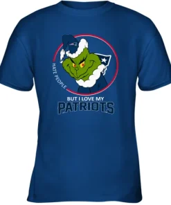 I Hate People But I Love My New England Patriots Grinch NFL Youth T-Shirt 9 I Hate People But I Love My New England Patriots Grinch NFL Youth T-Shirt