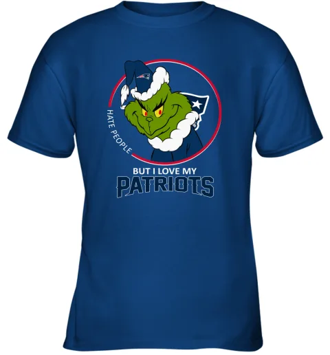 I Hate People But I Love My New England Patriots Grinch NFL Youth T-Shirt I Hate People But I Love My New England Patriots Grinch NFL Youth T-Shirt
