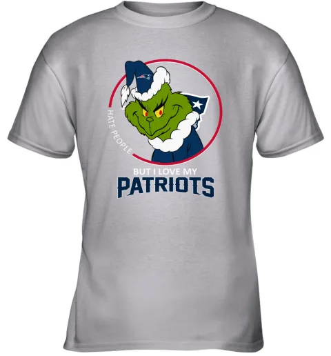 I Hate People But I Love My New England Patriots Grinch NFL Youth T-Shirt I Hate People But I Love My New England Patriots Grinch NFL Youth T-Shirt