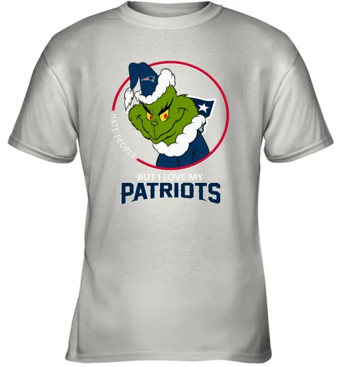 I Hate People But I Love My New England Patriots Grinch NFL Youth T-Shirt I Hate People But I Love My New England Patriots Grinch NFL Youth T-Shirt