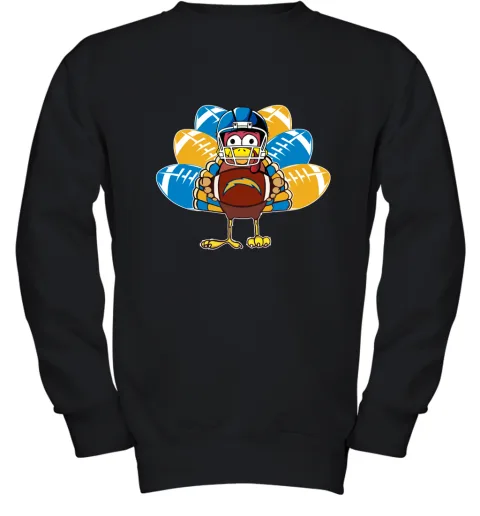 Los Angeles Chargers Turkey Football Thanksgiving Youth Sweatshirt Los Angeles Chargers Turkey Football Thanksgiving Youth Sweatshirt