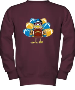 Los Angeles Chargers Turkey Football Thanksgiving Youth Sweatshirt 6 Los Angeles Chargers Turkey Football Thanksgiving Youth Sweatshirt