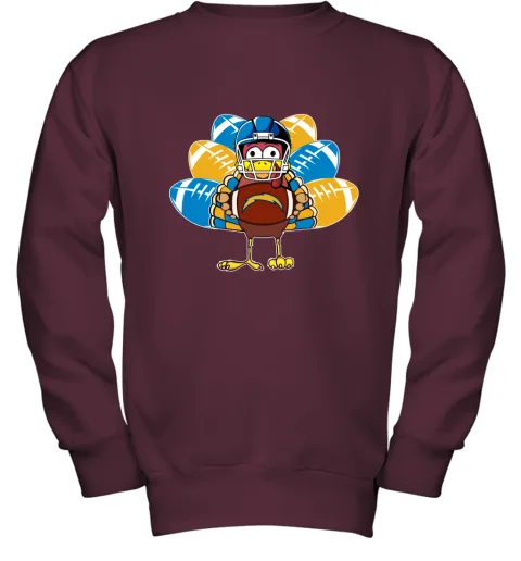 Los Angeles Chargers Turkey Football Thanksgiving Youth Sweatshirt Los Angeles Chargers Turkey Football Thanksgiving Youth Sweatshirt