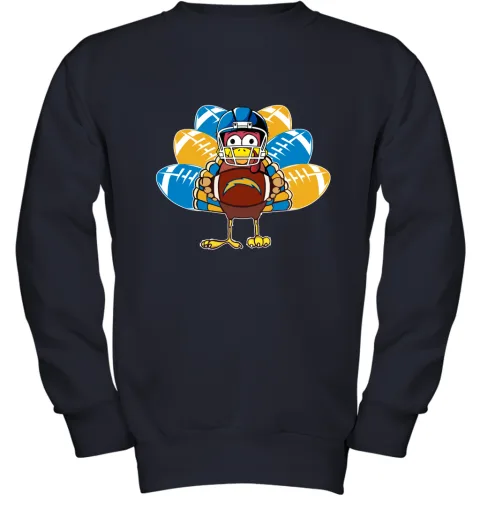Los Angeles Chargers Turkey Football Thanksgiving Youth Sweatshirt Los Angeles Chargers Turkey Football Thanksgiving Youth Sweatshirt