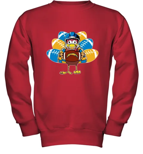 Los Angeles Chargers Turkey Football Thanksgiving Youth Sweatshirt Los Angeles Chargers Turkey Football Thanksgiving Youth Sweatshirt