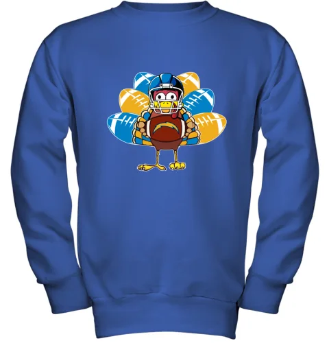 Los Angeles Chargers Turkey Football Thanksgiving Youth Sweatshirt Los Angeles Chargers Turkey Football Thanksgiving Youth Sweatshirt